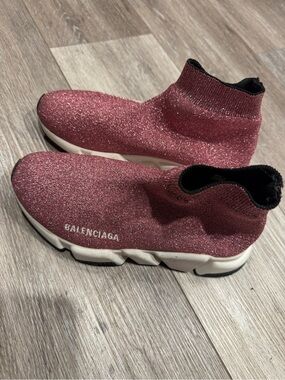 Balenciaga Sparkle Rose Sock Runner Sneakers